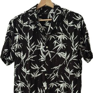 New Look Black and White Leaf Pattern Men's Shirt